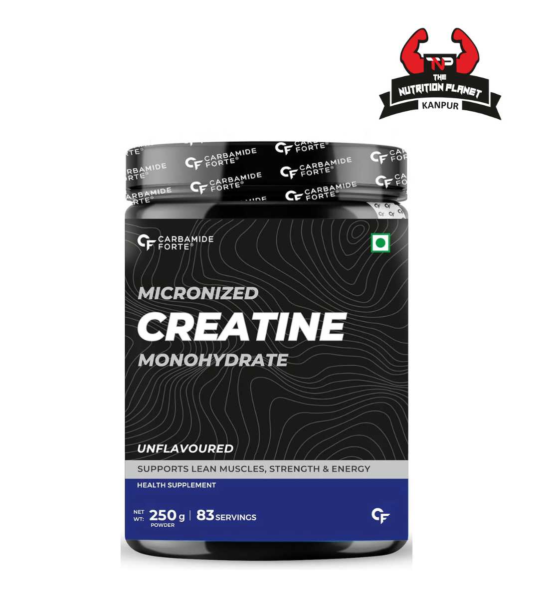 Carbamide Forte Micronised Creatine Monohydrate Powder | Creatine Supplement for Lean Muscle Volumization, Strength & Energy - Unflavoured - 83 Servings - 250g